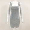 VC 2024 Summer New Women's Sexy Sleeveless Diamond Lace Up Mini Dress Shiny Crystals Bodycon Celebrity Club Party Cocktail Dress