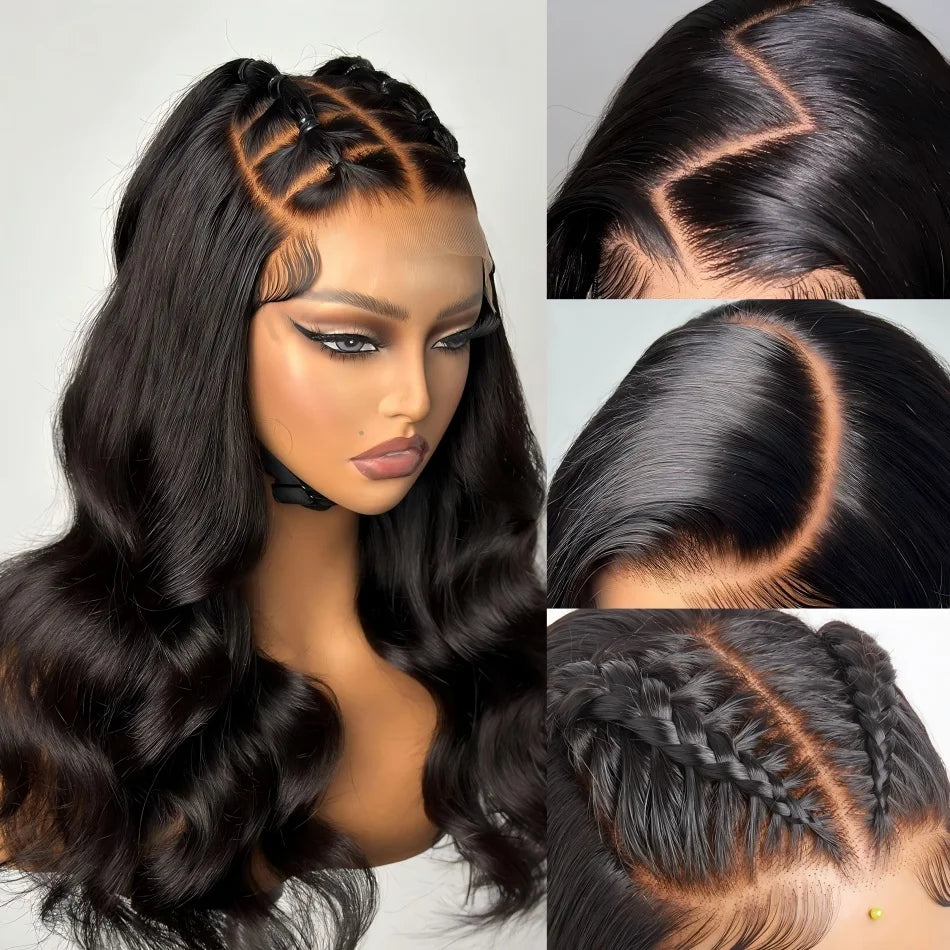 13x6 Lace Front Wigs Human Hair 180 Density Hd Body Wave Lace Frontat Human Hair Wigs For Women Glueless Pre Plucked Black Wig