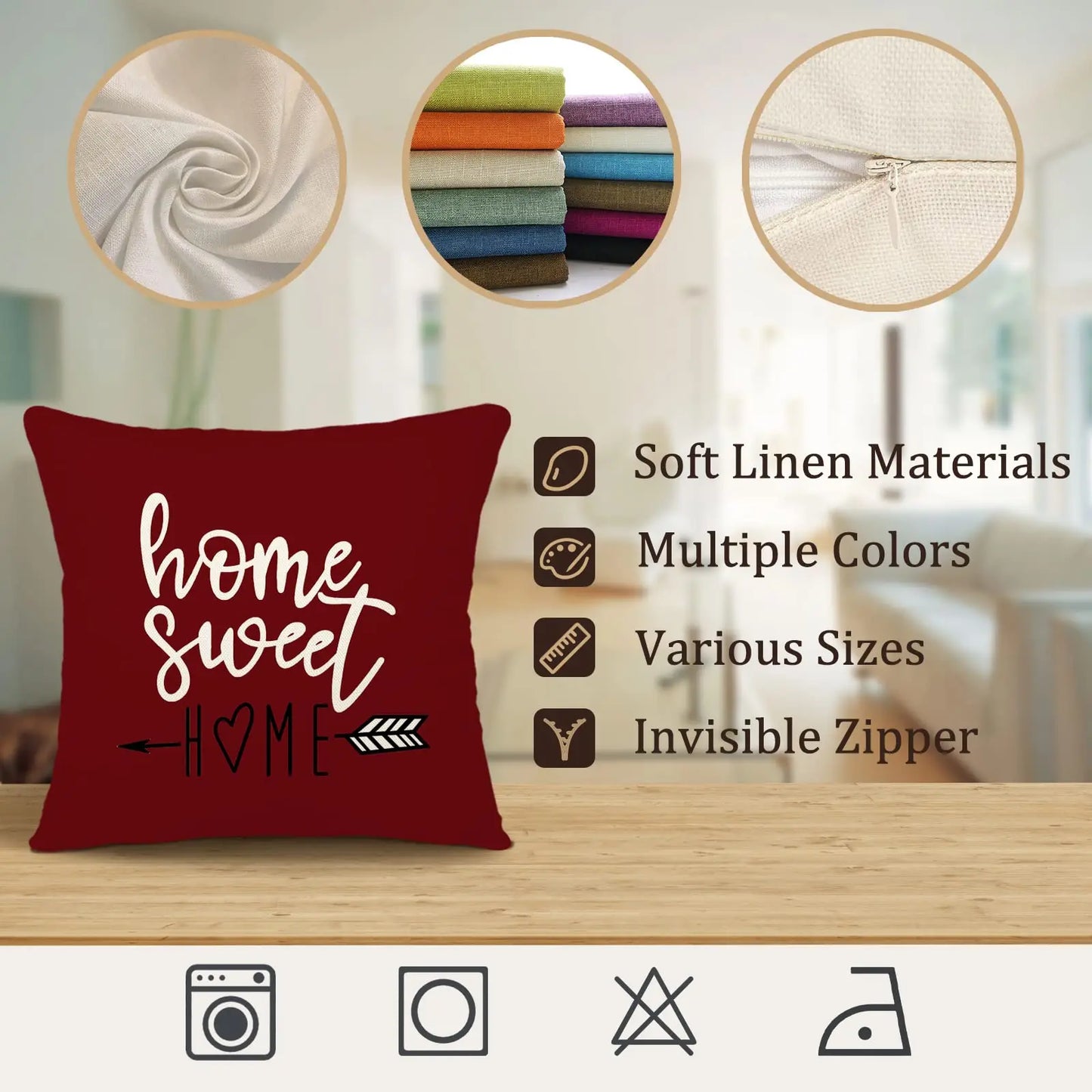 Pillow Covers 18x18 Set of 4, Modern Sofa Throw Pillow Cover, Decorative Home Outdoor Linen Fabric Geometric Pillow CaseArtistic