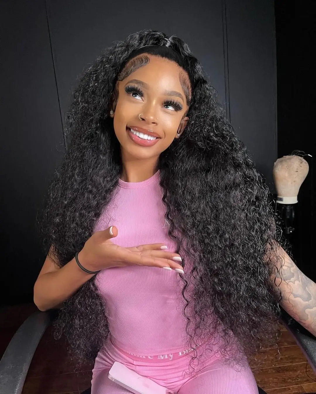 Snwprin 360 HD Full Lace Curly Human Hair Wigs Preplucked 13x6 Lace Frontal Wig Deep Wave Glueless Human Hair Ready To Wear 30In