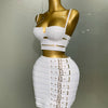 2025 New Arrival High Quality Women Sexy Bandage Tops Fashion Pencil Skirts Set Nightclub Party Celebrate Women's Set