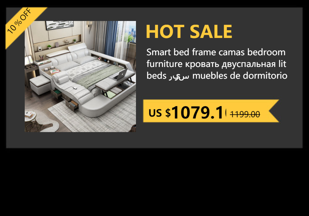 MANBAS Tech Smart Multifunctional Bed Frame with Genuine Leather, Bluetooth Speaker, and Massager Ultimate Soft Lit Tatami Camas
