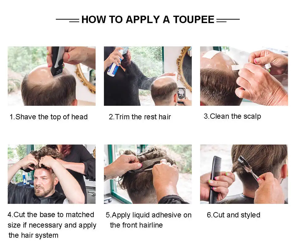 Realistic Front Hairline Thin skin Base Toupee Men Wig V Style Front Natural Human Hair Men's Forehead Hairline Male Replacement