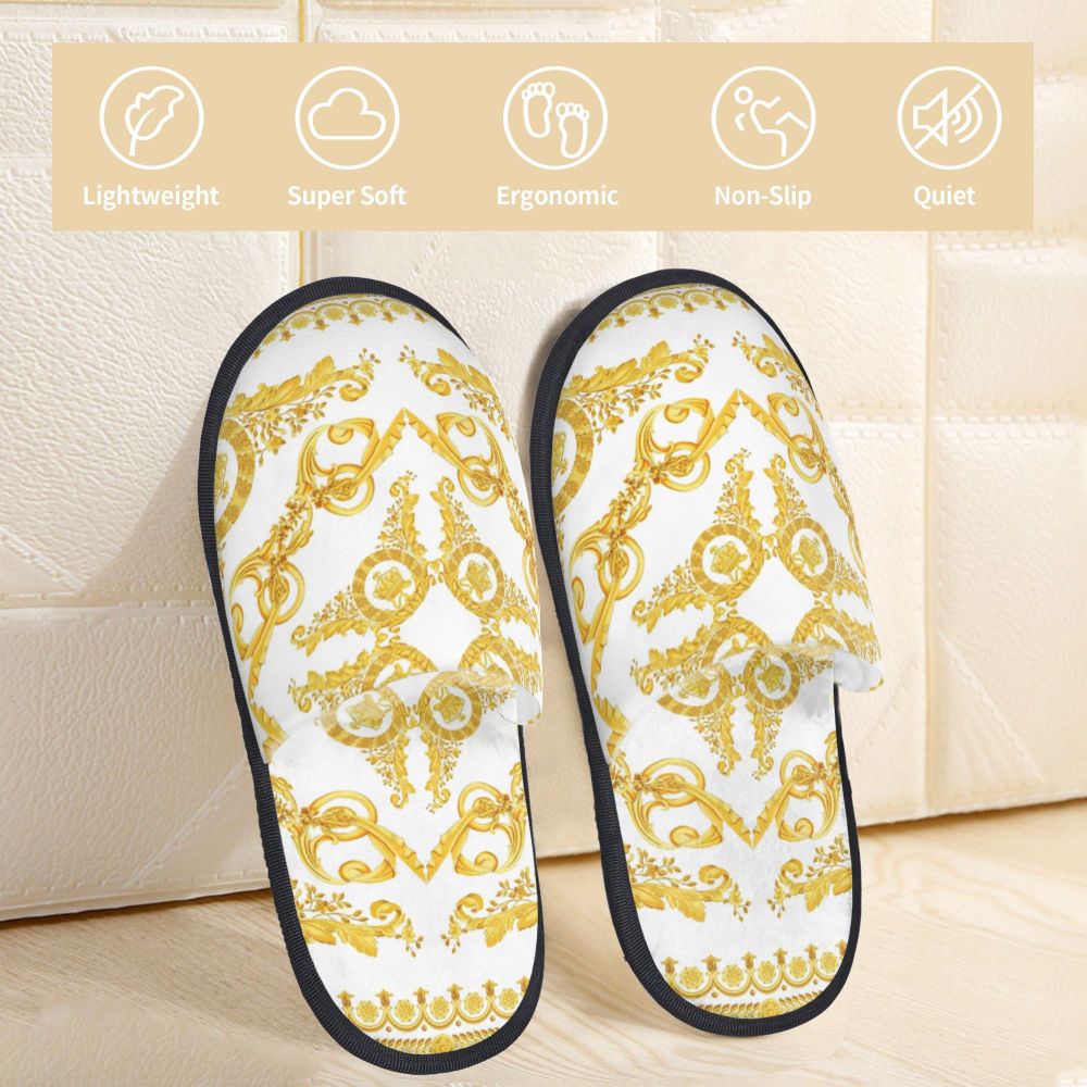 Custom Queen Of Absolutely Everything Gold Baroque Soft Memory Foam House Slippers Women Comfy Warm Anti-skid Sole Slipper