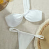 Bikini Set Women Sexy Sleeveless One Shoulder Swimsuit Two-Piece Swimwear 2025 Summer New Fashion Solid Color Bathing Beachwear