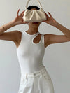 Casual white cut t shirt women round neck sleeveless korean slim t shirts women clothing 2023 summer fashion