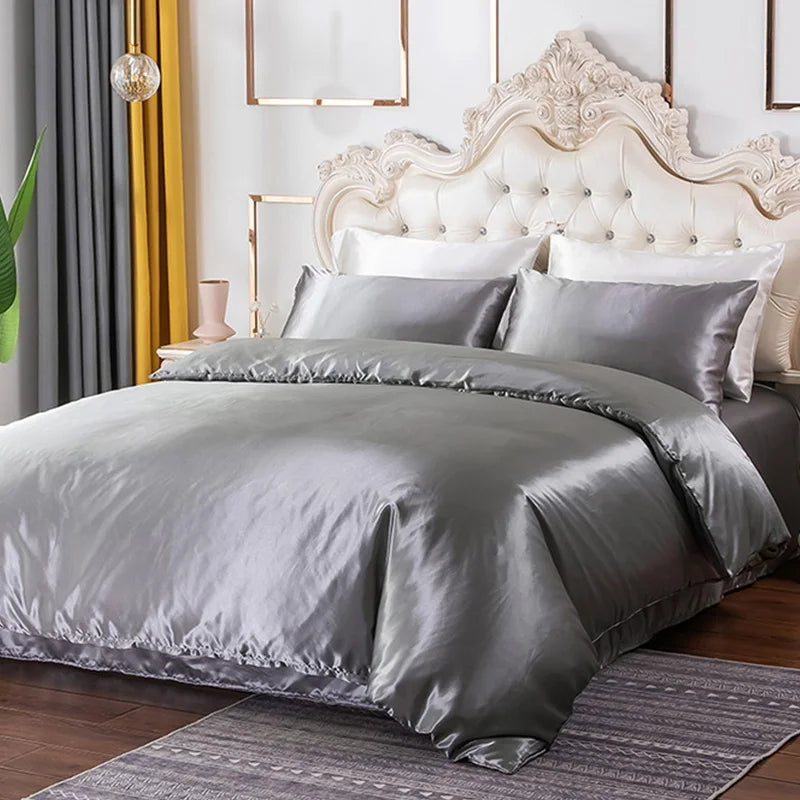 Bedding Duvet Cover Set Soft Silky Textured Comforter Cover with Corner Ties and Zipper Closure, Envelop Pillowcase
