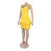 CM.YAYA Women Spaghetti Strap Sleeveless V-neck Mini Dress 2025 Summer Ruched Stacked Party Evening Night Club Chic Dresses