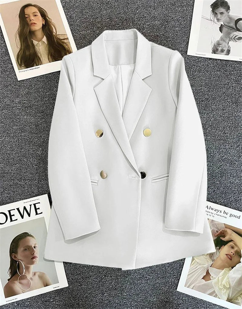 Spring Autumn High Quality Long Sleeve Female Blazer Double Button Jacket Ladies Business Work Wear Formal Coat Women Outerwea