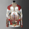 Fashion Men's Luxury Retro Print Shirt Crown Diamond Casual Social Shirt Long Sleeve Slim Fit Business Party Dress Shirt XS-6XL