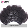 4B 4C Afro Kinky Curly Clip In Human Hair Extensions 100% Mongolian Virgin Hair Human Natural Black Clip Ins Afro Bundle YouMay