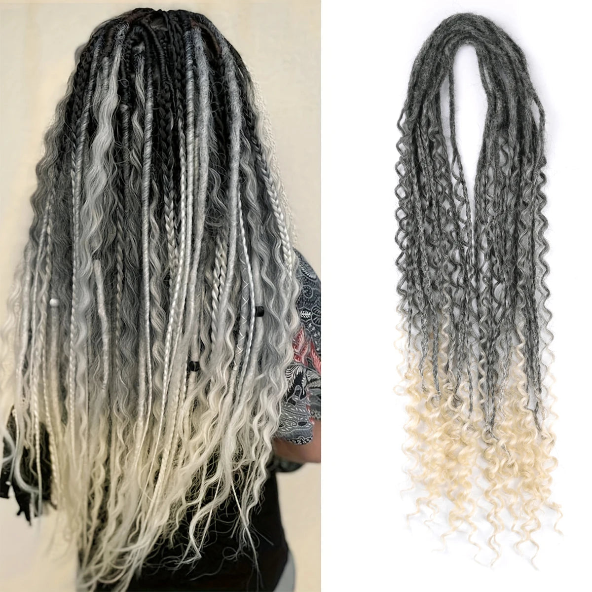Handmade Dreadlocks Hair Extensions 24Inch Soft Crochet Dreadlock Braids Hair Synthetic Faux Locs Braids Hair For Women And Men