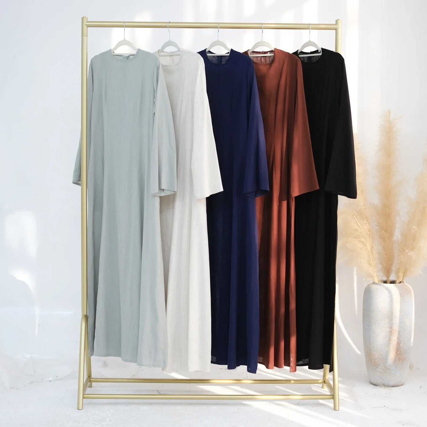 Clothes for Muslim Women Solid Robe Malay Turkey Dubai Zipper Cardigan Robe Fashion Simplicity Summer Dress Abayas for Women