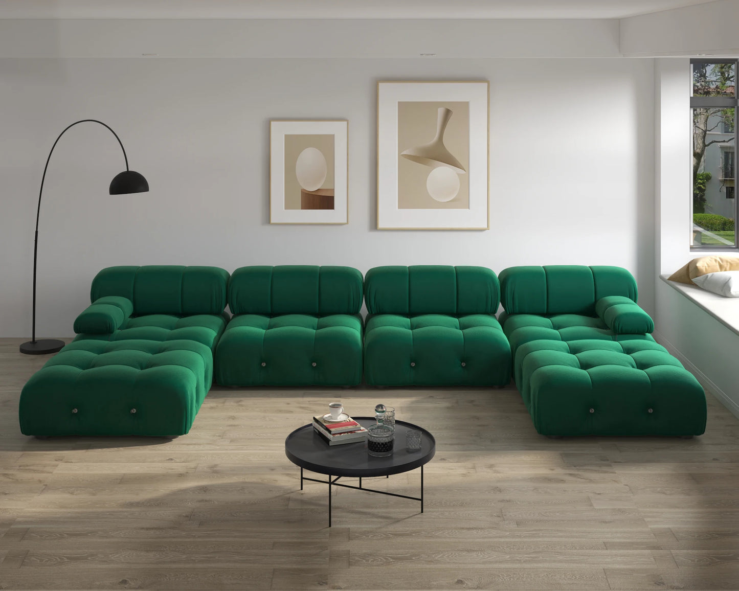 Modern Sectional Sofas Living Room U-Shaped Minimalist Velvet Fabric Large Sofa Couches Luxury 6-Seat Couch with Chaise Ottomans