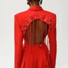 TWOTWINSTYLE Patchwork Diamonds Backless Blazer For Women Notched Collar Long Sleeve Spliced Button Chic Blazers Female Style