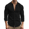Spring and Summer Men's Shirt Cotton Linen Slim Casual Hawaii Solid Colour Basic Style Breathable Men's Versatile Tops