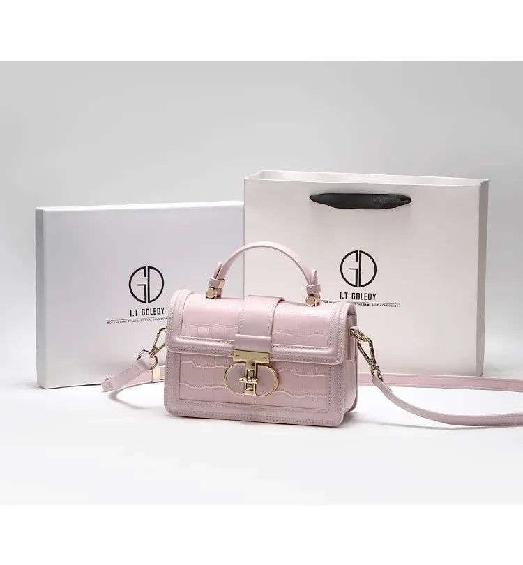 Luxury Designer Bags with High Quality Alligator Printing Leather and Delicate Metal Design Women's Portable Shoulder Bag
