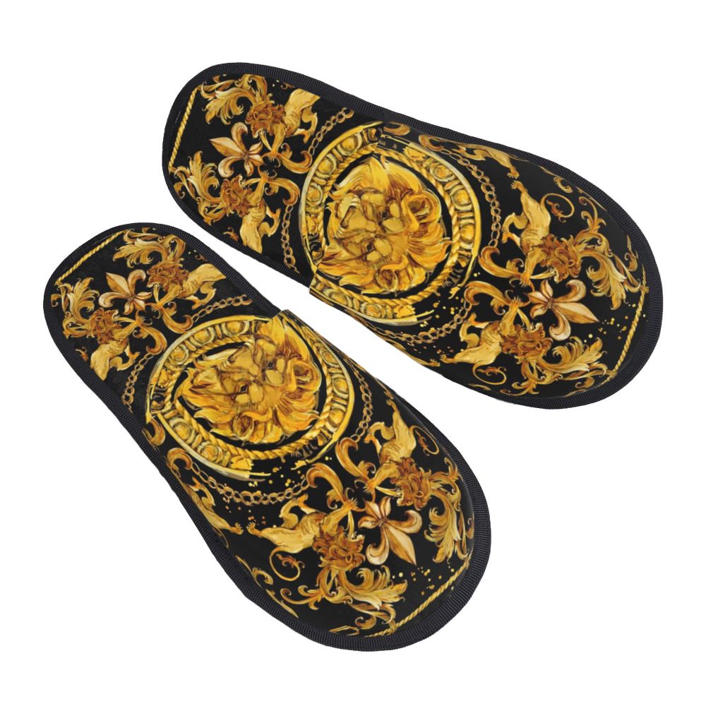 Custom Queen Of Absolutely Everything Gold Baroque Soft Memory Foam House Slippers Women Comfy Warm Anti-skid Sole Slipper