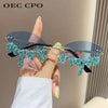 Diamond Rimless Sunglasses Women Luxury Brand Rhinestone Sun Glasses Ladies Sexy Tear Shape Punk Party Eyewear gafas de sol