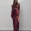 Articat Elegant Mesh Patchwork Long Sleeve Bodycon Party Club Evening Dress Sexy Double Layer Perspective Vestido Autum Clothing