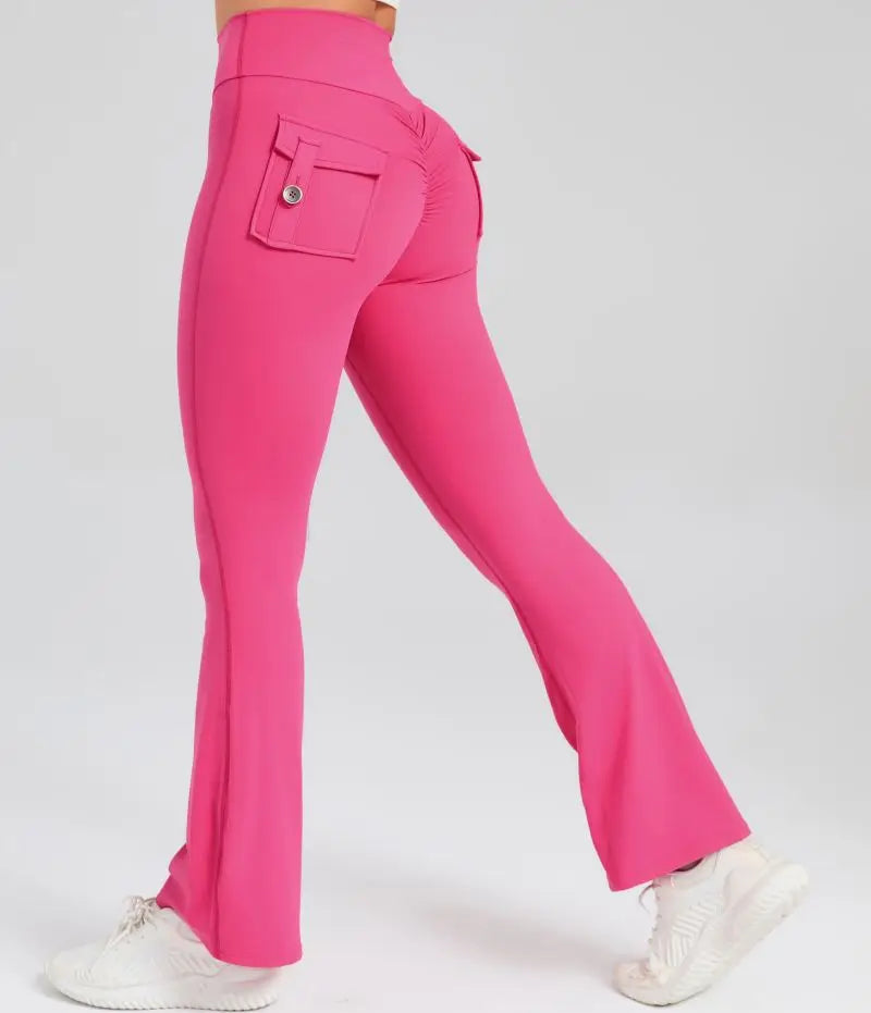 Women Flare Pocket Leggings High Waist Sport Yoga Pants Quick Dry Breathable Leggings Outfit Fitness Gym Clothes Sportwear Pant