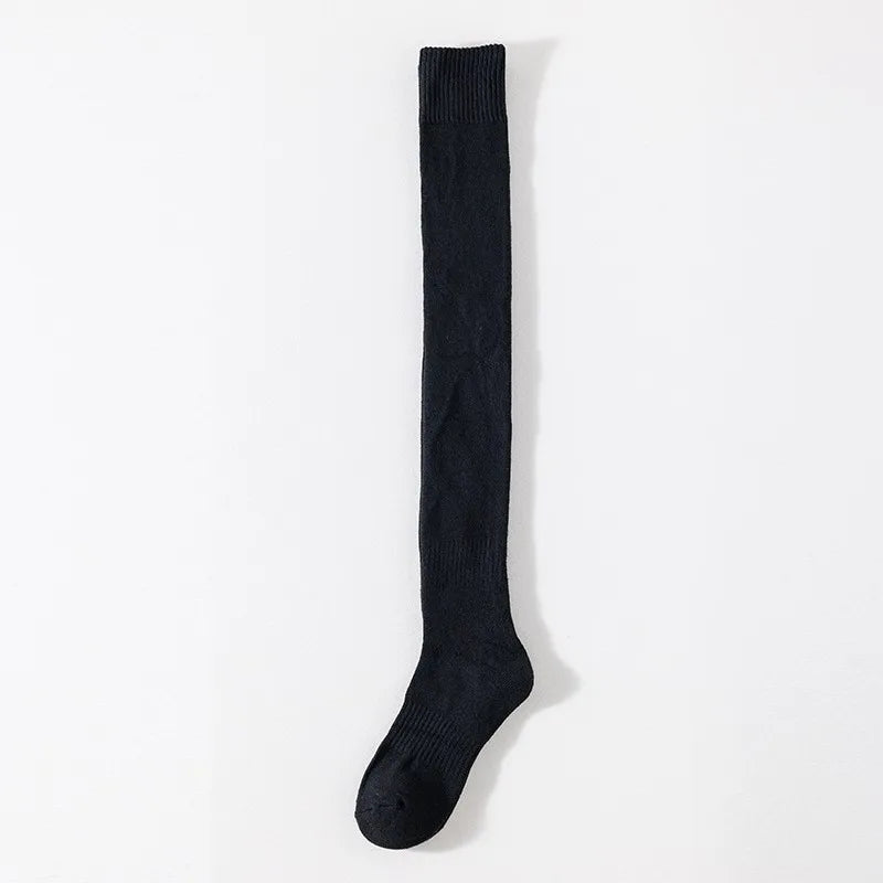 New Women Black White Knee High Lolita Socks Lady Female Over Knee Cute Long Sock Solid Color Stockings For Women