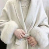 UCXQ Elegant OL Office Lady Overcoats Fur Patchwork Long Sleeve Woolen Coat Beautiful Women's Clothing Jacket Autumn 2025 Winter
