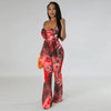 Floral Printed Jumpsuits Summer Outfits for Women 2024 Clubwear Spaghetti Strap Skinny One Pieces Romper Summer Beach Wear