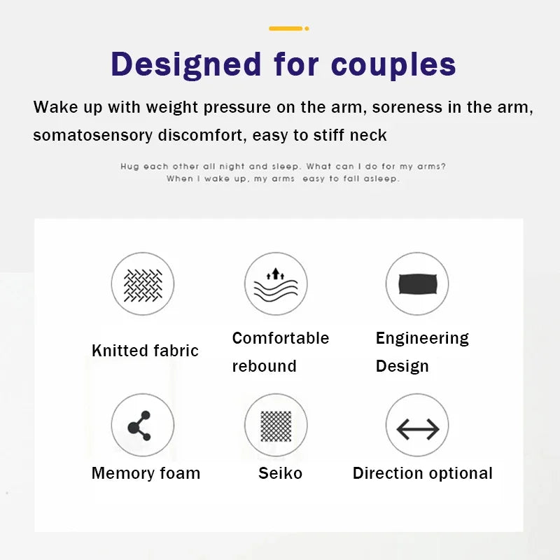 Left Right Arm Couple Pillow Orthopedic Memory Foam Protect Cervical Vertebra Release Arm Pain Pressure Pillow for Side Sleeper