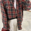 Women's Blouse Retro Style Lapel Loose Shirt 2024 Autumn Plaid Long-sleeve Pocket Shirt For Women Shirts Top  Рубашки Женские