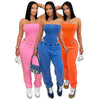 Sexy Tracksuit Cotton Washed Strapless Bodysuit and Jogger Pants Set 2025 Trendy Women Clothes Jogging Suit 2 pcs Two Piece Sets