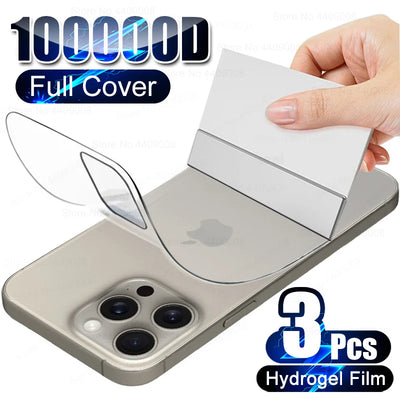 3Pcs Full Cover Back Protector Hydrogel Film For Apple iPhone 15 14 13 12 11 Pro Max Mini 7 8 15 Plus Clear Stickers Accessories