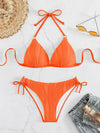 Bikini Set Women Low Waist Sexy Two Piece Swimsuit Women's Solid Color Black Lace-up Push Up Brazilian Bikinis Bathsuit