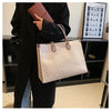 Large-capacity women's bags in Europe and the United States retro shoulder bag classic letters PU commuter handbags women