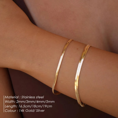 eManco Stainless Steel Adjustable Classic Snake Chain Bracelet Women's Gold Plated Jewelry Wholesale