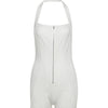 Weird Puss Zip Halter Romper Women  2025 Summer Stretch Fitness Sporty Hipster Backless Sleeveless Playsuit Casual Trend Outfits