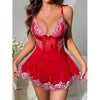 Short Sexy Deep V Women's Nightgown Embroidered Dress Fashions Pajamas Free Thong Night Sleepwear Suspender Baby Doll Lingerie