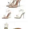 Liyke Sexy White String Bead Women Transparent High Heels Summer Fashion Butterfly-Knot Clear Sandals Pointed Toe Shoes Pumps