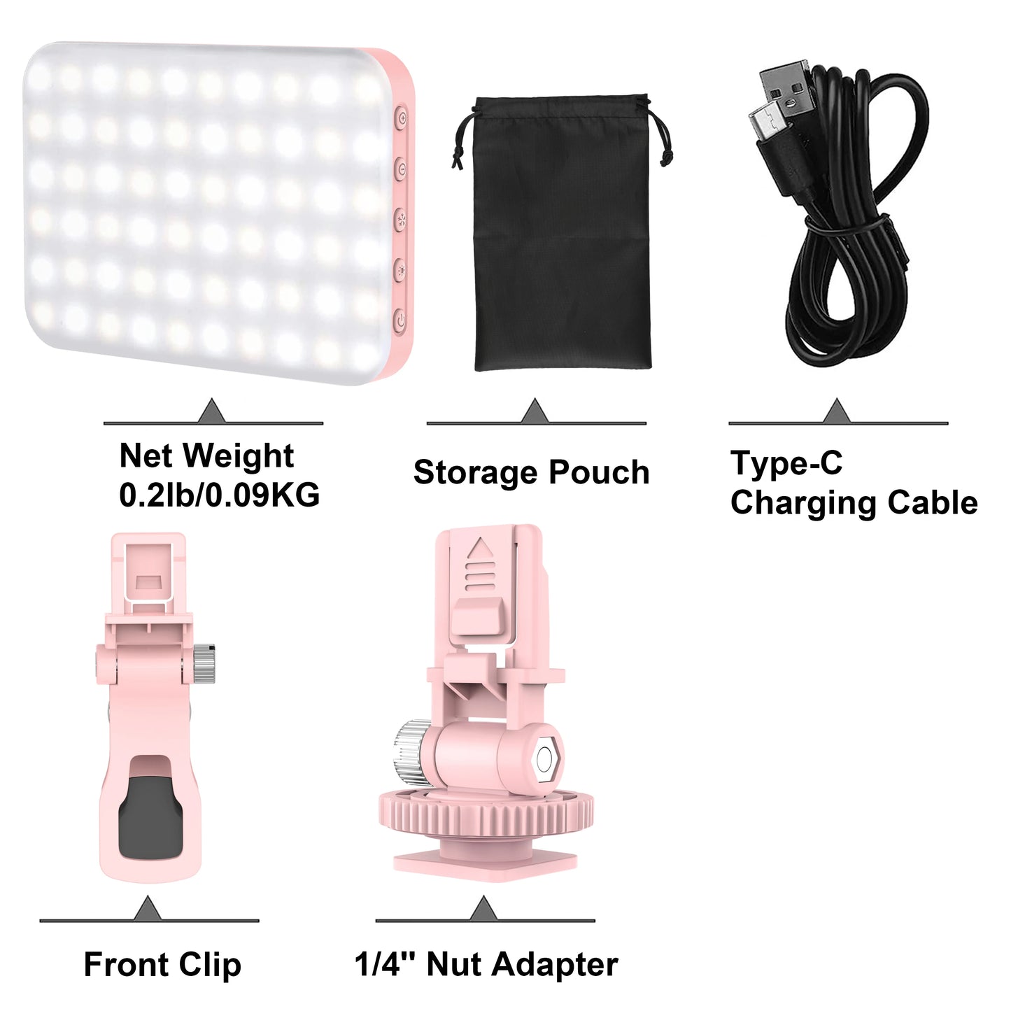 LED Selfie Light 60 High-quality LED Beads 2200mAh Rechargeable CRI 97+, 7 Light Modes Portable on Light for Phone/Tablet/Laptop