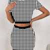 All-over printed elastic waist skirt and T-shirt two-piece set
