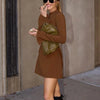 Dulzura Long Sleeves Zipper Bodycon Mini Dress With Pocket Solid Elegant Outfit Office Streetwear Women’S Autumn Winter Clothes
