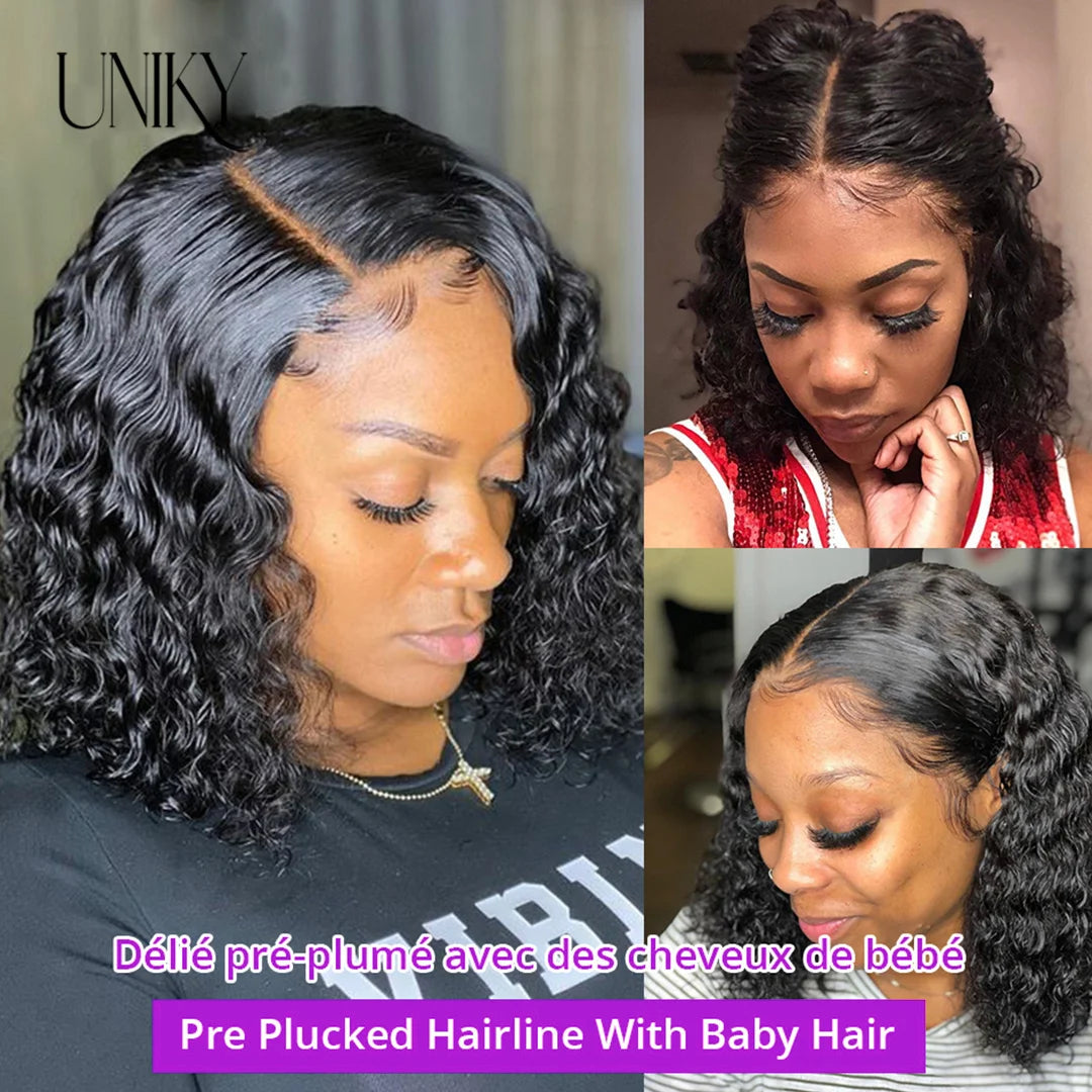 13x4 Lace Frontal Human Hair Wigs Deep Curly Short Curly Bob Wig for Black Women Brown Blonde Highlight Wig Human Hair Full Wig