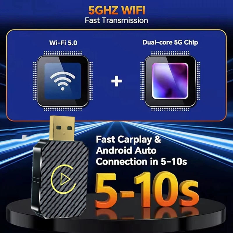 NEW Wireless Carplay Android Auto Adapter Wired To Wireless 2 In 1 Car Ai Box For  Toyota VW Peugeot Plug And Play-ABDQ