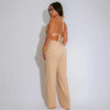 Sexy Halter Backless Jumpsuits Woman Elegant High Waist Flare Pants Sleeveless Beading Ruched Party Romper Birthday Club Outfits