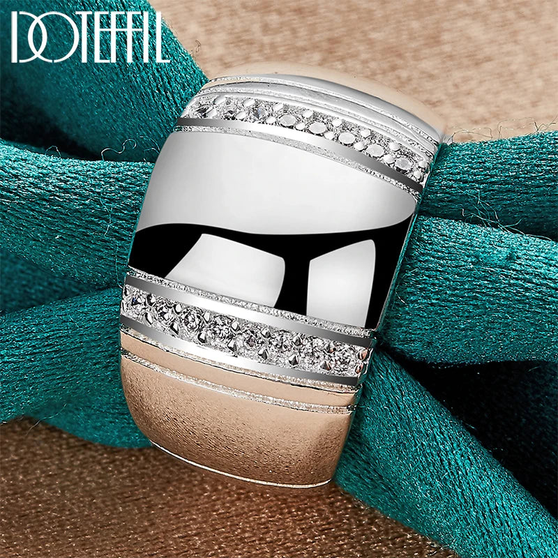 DOTEFFIL 925 Sterling Silver Big Smooth AAAAA Zircon Ring For Man Woman Fashion Wedding Engagement Party Gift Charm Jewelry
