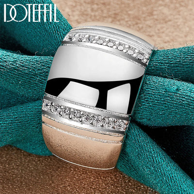 DOTEFFIL 925 Sterling Silver Big Smooth AAAAA Zircon Ring For Man Woman Fashion Wedding Engagement Party Gift Charm Jewelry
