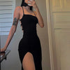 AltGoth Fairycore Sexy Midi Dress Women Streetwear Mall Gothic Backless Lace-up Halter High Waist Bodycon Dress Partywear Female