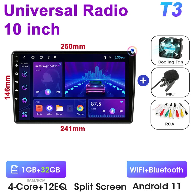 Universal 7 9 10″ 2 din Android 12 Car Radio Multimedia Video Player For Nissan Kia Honda Toyota Volkswagen 4G DSP Carplay Auto