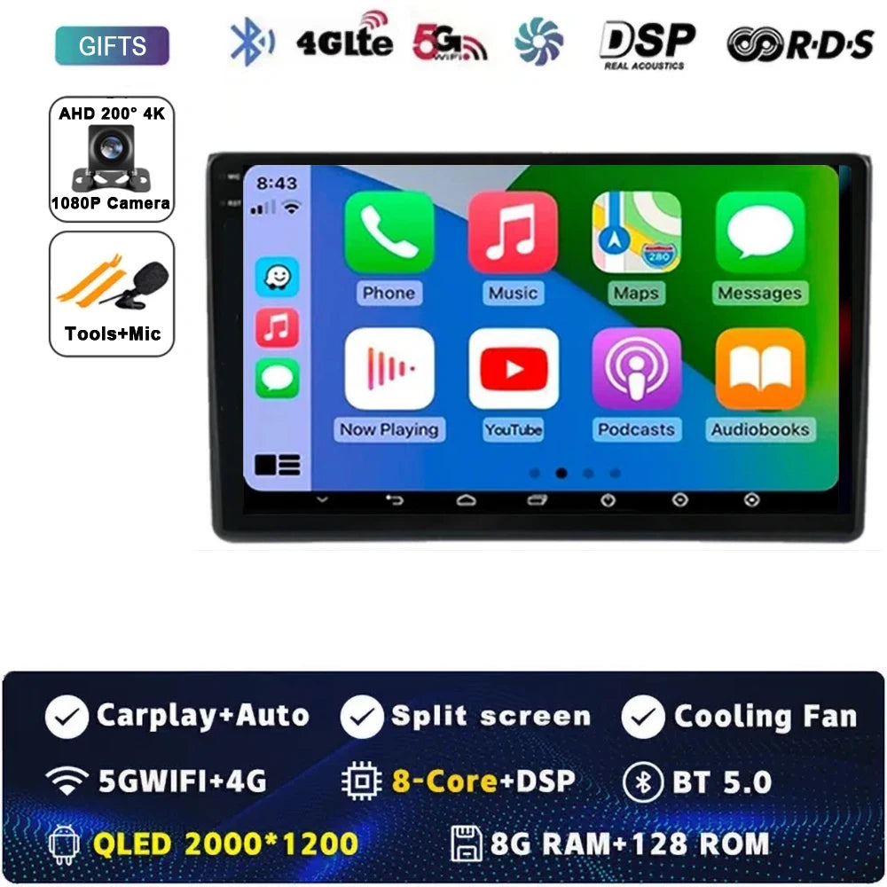 Android 14 For Audi A4 II 2 B6 III 3 B7 2000 - 2009 S4 2002 - 2008 RS4 2005 - 2009 Car Radio Multimedia Video Player Navigation