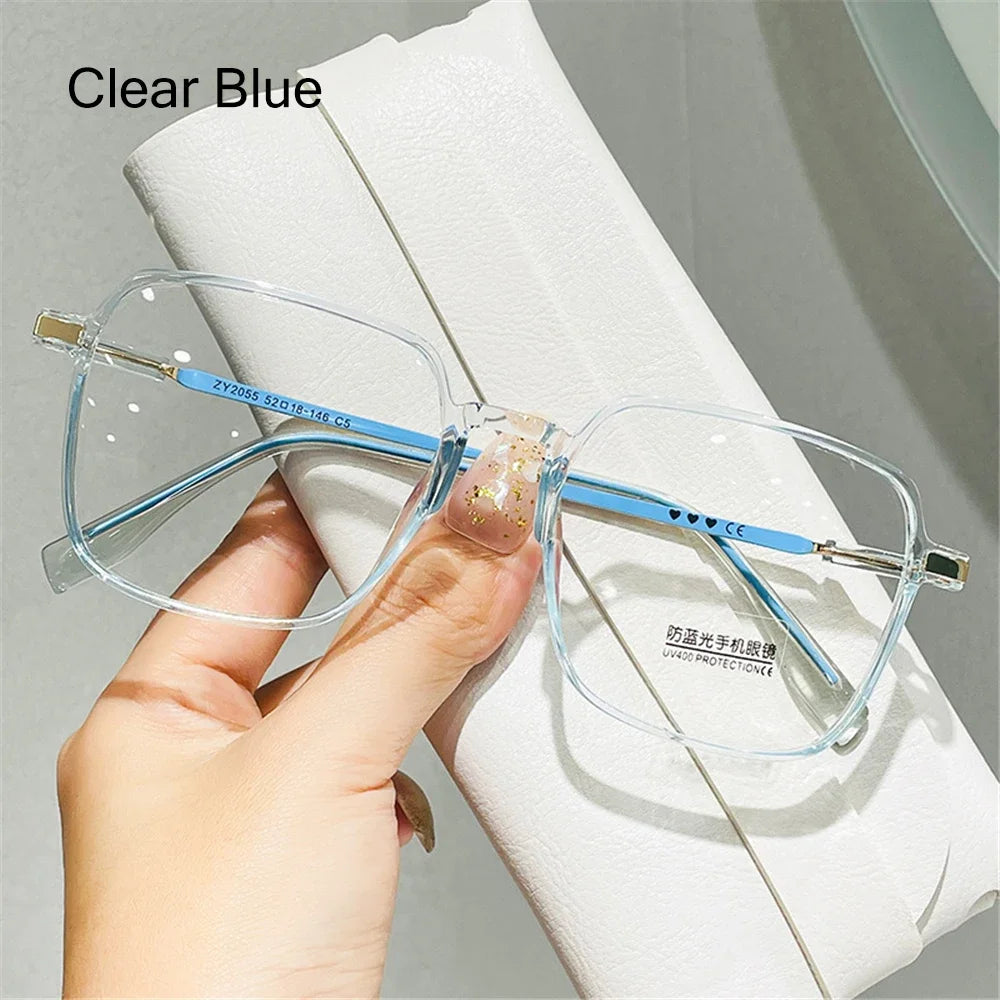Retro Square Anti-Blue Light Glasses for Women Stylish Clear Frame Anti Radiation Glasses Transparent gafas de sol